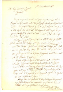 Manoscritto, lettera originale 1858 NOVARA Ing. Carlo GALIMBERTI ripiana i debiti del cugino defunto Autografo 1