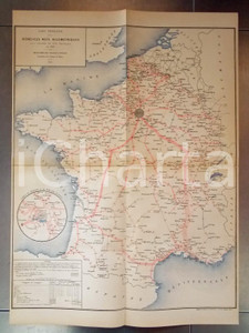 Mappa, planimetria storica 1882 FRANCE CHEMINS DE FER Recettes nettes  en 1880 Planche n°17 47x66 1 Mappa, planimetria storica 1882 FRANCE CHEMINS DE FER Recettes nettes  en 1880 Planche n°17 47x66 1