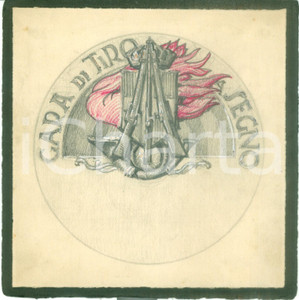 Stampa, bozzetto originale 1935 ca MILANO Gara di tiro a segno Bozzetto DISEGNATO A MANO per medaglia 1