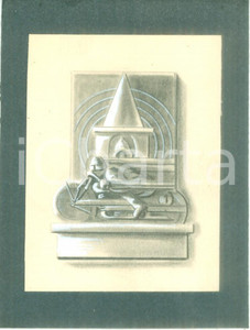 Stampa, bozzetto originale 1935 ca MILANO? Raduno motociclistico Bozzetto disegnato A MANO per medaglia 1