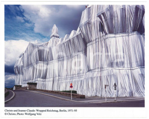 Fotografia d epoca originale 1995 ART BERLIN  CHRISTO and JEANNECLAUDE Wrapped Reichstag  Photo 26x21 cm 1