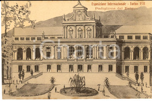 Cartolina originale da collezione 1911 TORINO Expo Internazionale  Padiglione del BELGIO Cartolina ANIMATA NV 1
