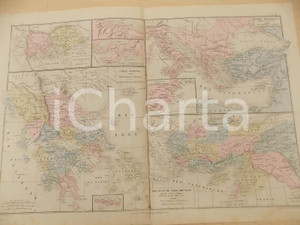 Stampa, bozzetto originale 1884 PARIS DRIOUX  LEROY Atlas universel GrÃ¨ce et Asie mineure 46x32 cm 1