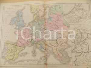 Stampa, bozzetto originale 1884 PARIS DRIOUX  LEROY Atlas universel Europe en 1715 46x32 cm ed. BELIN 1