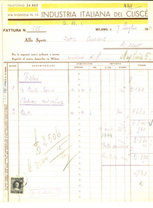 Documento originale, autentico 1951 MILANO Industria Italiana del Cliscé Fattura su carta intestata 1