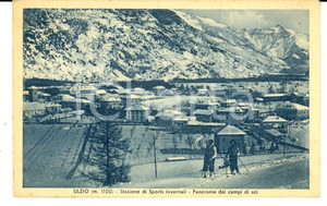 Cartolina originale da collezione 1940 ULZIO TO Panorama dai campi di sci Cartolina ANIMATA sciatori FP VG 1