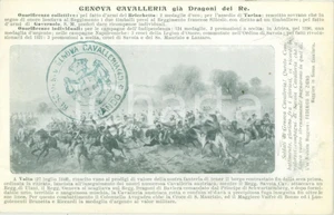 Cartolina originale da collezione 1900 ca GENOVA CAVALLERIA già Dragoni del Re Cartolina reggimentale ILLUSTRATA 1