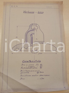 Stampa, bozzetto originale 1929 VERONA E.A.G. Lampione VERBANO2210  Sezione Progetto 23x32 cm 1