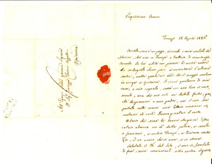Manoscritto, lettera originale 1836 FAENZA RA Giacomo BERARDI e la lettera d amore scoperta dal padre 1