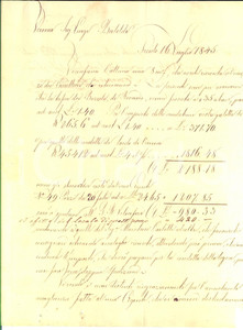 Manoscritto, lettera originale 1845 TRENTO Domenico DE CIANI a Luigi BERTOLDI su prezzo vendita bozzoli 1