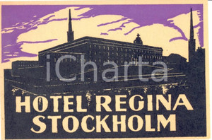 Materiale pubblicitario d’epoca 1940 ca STOCKHOLM Hotel REGINA Etichetta pubblicitaria VINTAGE 13x8 cm_ 1