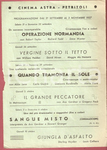Materiale pubblicitario d’epoca 1957 PETRITOLI AP Cinema ASTRA Volantino programmazione OPERAZIONE NORMANDIA 1