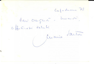 Autografo originale 1973 UNIVERSITA  DI NAPOLI Cartolina postale prof. Mario SANTORO  AUTOGRAFO 1