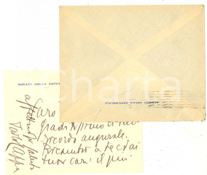 Autografo originale 1948 GENOVA Senatore Paolo CAPPA  Biglietto augurale a un amico  AUTOGRAFO 1