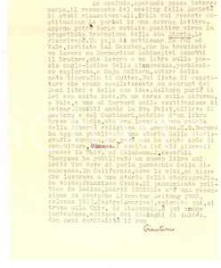 Autografo originale 1937 WASHINGTON Elio GIANTURCO e gli studiosi del Rinascimento Autografo 1