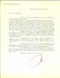 Manoscritto, lettera originale 1940 MILANO Casa Editrice MONDADORI  Visite Giorgio MONDADORI allo stabilimento 1