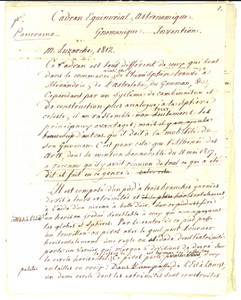 Manoscritto, lettera originale 1820 ca ANONIMO ASTRONOMIA Sul quadrante equinoziale di LUZARCHE Manoscritto 1