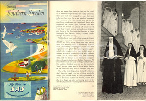 Materiale pubblicitario d’epoca 1955 ca Sunny SOUTHERN SWEDEN Brochure SAS Scandinavian Airlines English 1