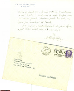 Autografo originale 1941 MILANO Vittorio Enzo ALFIERI cerca casa a MASNAGO - Autografo 1