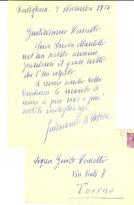 Autografo originale 1956 BORDIGHERA Condoglianze di Ferdinando di SAVOIAGENOVA AUTOGRAFO 1