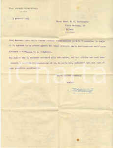 Autografo originale 1943 NAPOLI Mario FIORENTINO si congratula con un suo autore AUTOGRAFO 1