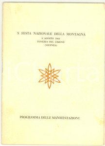 Materiale pubblicitario d’epoca 1961 TONEZZA DEL CIMONE (VI) X Festa Nazionale Montagna - Programma 1