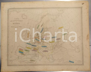 Stampa, bozzetto originale 1865 ca TORINO Atlante universale  Invasione dei BARBARI in EUROPA Ed. MAGGI 1