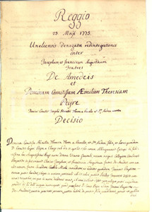 Documento originale, autentico 1775 TORINO Contessa Emilia PEYRE THAON DI REVEL vs debitori DE AMEDEIS 16 pp. 1