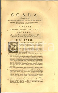 Documento originale, autentico 1762 SAN SALVATORE MONFERRATO Lite marchesa ARDIZZONE per macerazione canapa 1