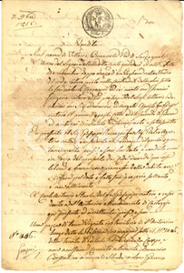 Manoscritto, lettera originale 1815 SANT ANTONINO PV Giuseppe RACCAGNI vende vigna a Carlo Antonio STURLA 1
