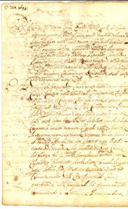 Documento originale, autentico 1694 ONCINO (CN) Testamento di Costanzo ALLIS pro figlia Beatrice *Manoscritto 1