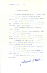 Autografo originale 1953 BORDIGHERA Ferdinando di SAVOIAGENOVA su calendario VILLA POGGIO AMENO 1