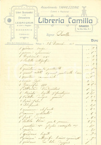 Documento originale, autentico 1913 SALUZZO CN Libreria CAMILLA libri scolastici tappezzerie Fattura 1