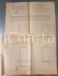 Mappa, planimetria storica 1920 ca BIELLA Progetto di casa per ing. Guido GHERSINA Particolare prospetto 1 Mappa, planimetria storica 1920 ca BIELLA Progetto di casa per ing. Guido GHERSINA Particolare prospetto 1