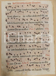 Libro, pubblicazione d epoca 1700 ca ANTIFONARIO ROMANO Pagina canti in rosso nero per CIRCONCISIONE Signore 1