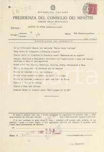 Documento originale, autentico 1955 ROMA CINEMA Nulla osta e soggetto film 'Lacrime di sposa' di Sante CHIMIRRI 1