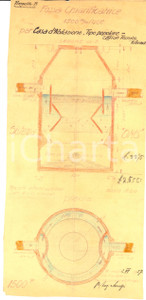 Mappa, planimetria storica 1927 MILANO Soc. DE GIORGI & MENGIS Progetto fossa chiarificatrice case popolari 1 Mappa, planimetria storica 1927 MILANO Soc. DE GIORGI & MENGIS Progetto fossa chiarificatrice case popolari 1