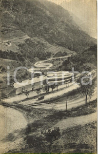 Cartolina originale da collezione 1941 TENDA F VALLE ROIA Automobile sui tornanti della strada di VIEVOLA FP VG 1