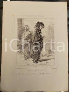Stampa, bozzetto originale 1853 PARIS Paul GAVARNI Masques et visages  Les Lorettes Vieillies Tav. 28 1