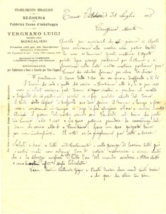 Documento originale, autentico 1905 MONCALIERI TO Elisabetta VERGNANO e il difficile tragitto da VALDIERI 1