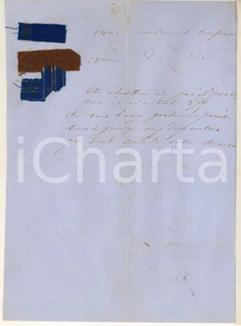 Documento originale, autentico 1859 TOURS F Yvon CHARMOIS invia scampoli di tessuti Lettera 1
