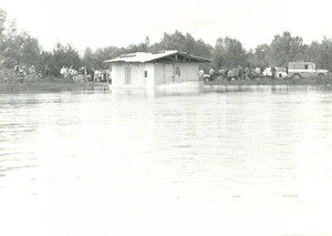 Fotografia d epoca originale 1994 PAVIA Alluvione TICINO  Passanti osservano fiume esondato Fotografia 1