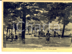 Cartolina originale da collezione 1940 ca CASALE MONFERRATO Giardini pubblici  Parco giochi Cartolina ANIMATA 1
