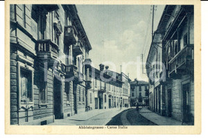 Cartolina originale da collezione 1949 ABBIATEGRASSO MI Veduta di corso ITALIA Cartolina ANIMATA FG VG 1