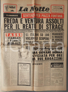 Giornale, rivista storica 1981 LA NOTTE Sentenza Piazza Fontana  Freda e Ventura assolti Giornale 1