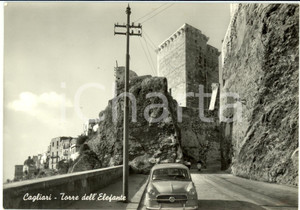 Cartolina originale da collezione 1961 CAGLIARI Veduta della TORRE DELL'ELEFANTE *Cartolina ANIMATA FG VG 1