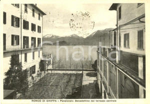 Cartolina originale da collezione 1939 RONCO DI GHIFFA VB Pensionato Benedettine dal terrazzo centrale FG VG 1