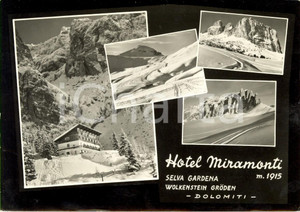 Cartolina originale da collezione 1959 SELVA DI VAL GARDENA BZ Vedutine con HOTEL MIRAMONTI Cartolina FG VG 1