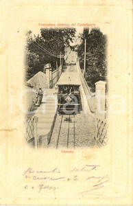 Cartolina originale da collezione 1902 GENOVA Funicolare elettrica del CASTELLACCIO Cartolina ANIMATA FP VG 1