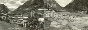 Cartolina originale da collezione 1964 LONGARONE BL Veduta paese prima e dopo disastro VAJONT Cartolina DOPPIA 1